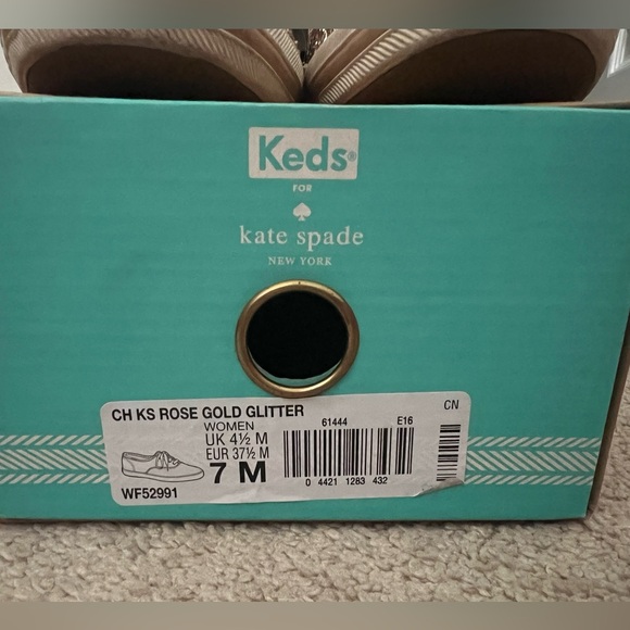 Kate Spade Keds Rose Gold Glitter Size 7 - Picture 3 of 4